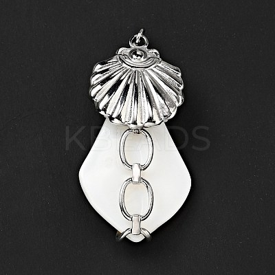 Natural White Shell Pendants SSHEL-C010-02P-1