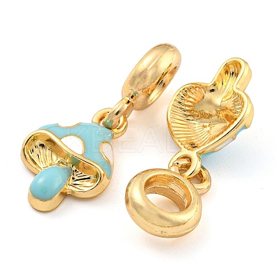 Rack Plating Alloy Enamel Mushroom European Dangle Charms FIND-B034-18G-02-1