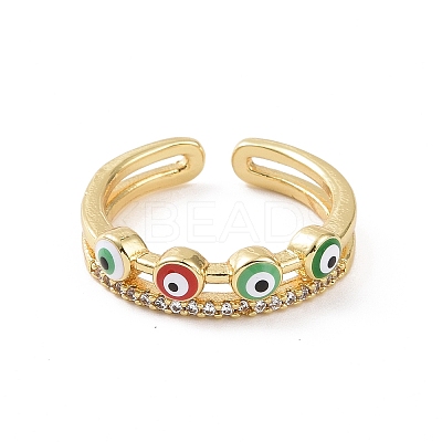 Brass Micro Pave Cubic Zirconia Open Rings RJEW-J017-VC275-1