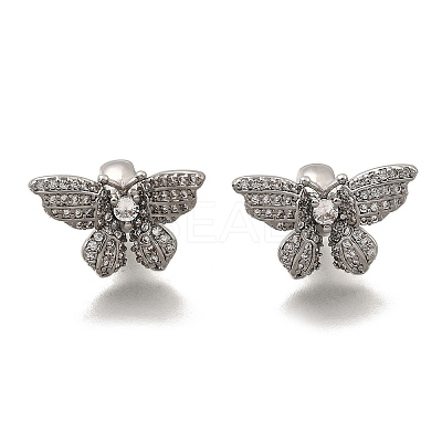 Brass Micro Pave Clear Cubic Zirconia European Beads KK-Z126-23P-1
