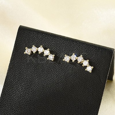 Brass Micro Pave Clear Cubic Zirconia Stud Earrings EJEW-R016-26G-15-1