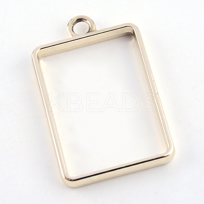 Rack Plating Alloy Rectangle Open Back Bezel Pendants LS-PALLOY-S047-28E-FF-1