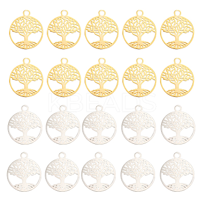 40Pcs 2 Colors Brass Filigree Pendants KK-DC0002-08-1
