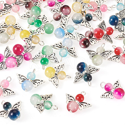 36Pcs 9 Colors Imitation Jade Glass Pendants PALLOY-TAC0198-1