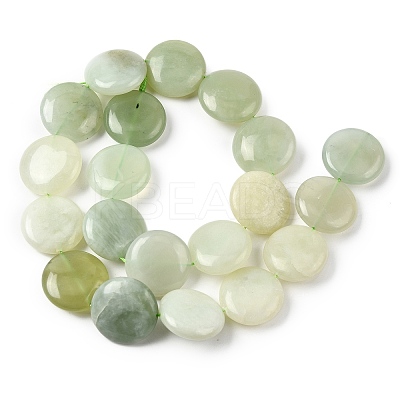 Natural Flat Round Xiuyan Jade Beads Strands G-L245-03B-1