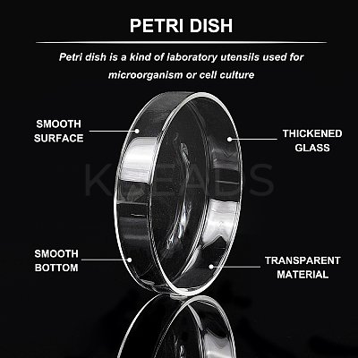 Flat Round Glass Biochemical Petri Dish GLAA-OC0001-14B-1