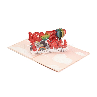 Rectangle 3D Pop Up Paper Greeting Card AJEW-F064-01D-1