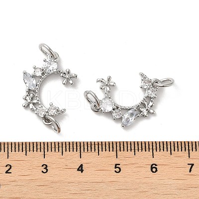 Rack Plating Brass Pave Clear Cubic Zirconia Connector Charms KK-K273-08P-1