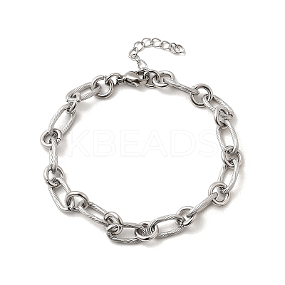 304 Stainless Steel Link Chain Bracelets for Women Men BJEW-A050-01P-1