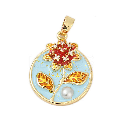 Brass Micro Pave Cubic Zirconia Pendants KK-U068-08G-01-1