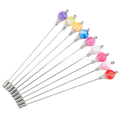 9Pcs 9Colors Brass Acrylic Kilt Pins for Women JEWB-DR00007-1