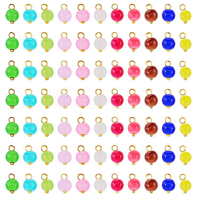 110Pcs 11 Colors Glass Pendants PALLOY-TAC0288-1