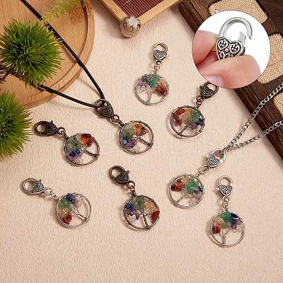 Natural/Synthetic Mixed Stone Pendant Decoration Sets HJEW-SW00005-1