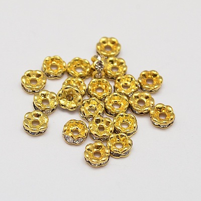 Flower Brass Crystal Rhinestone Bead Spacers RB-D302-G-1