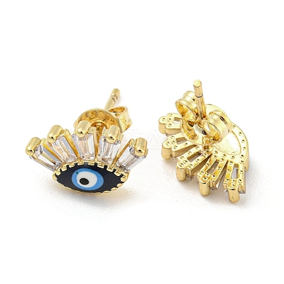 Evil Eye Real 18K Gold Plated Brass Stud Earrings EJEW-L269-103G-01-1