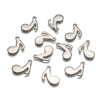 Tarnish Resistant 10PCS Original Color Music Note Charms 201 Stainless Steel Pendants X-STAS-Q115-1