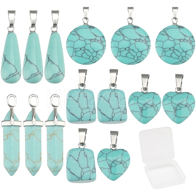 20Pcs 5 Style Dyed Synthetic Turquoise Pendants G-SC0001-76-1