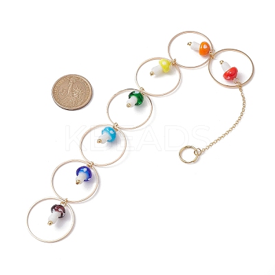 Chakra Mushroom Handmade Lampwork Pendant Decorations HJEW-JM01648-02-1