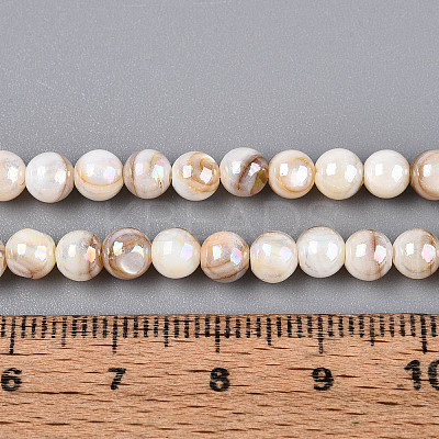 AB Color Natural Freshwater Shell Beads Strands X-BSHE-T014-40B-1