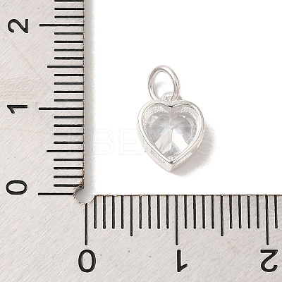925 Sterling Silver Cubic Zirconia Heart Charms with Jump Rings FIND-U013-10S-05-1