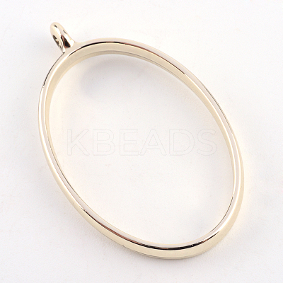 Rack Plating Alloy Oval Open Back Bezel Pendants X-PALLOY-S047-26E-FF-1