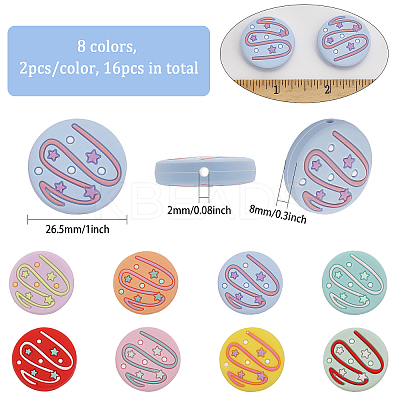16Pcs 8 Colors Doughnut Food Grade Eco-Friendly Silicone Beads SIL-CA0002-64-1