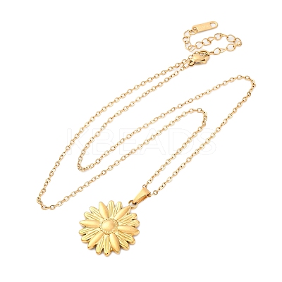 304 Stainless Steel Flower Pendant Necklaces NJEW-H059-30B-G-1