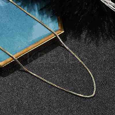 Rack Plating 1MM Brass Box Chain Necklaces for Women LS-NJEW-H049-02G-1
