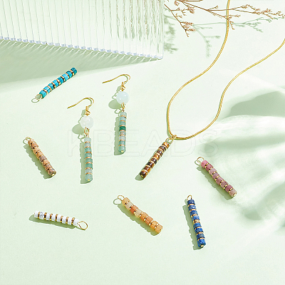 16Pcs 8 Styles Natural Mixed Gemstone & Electroplated Synthetic Non-magnetic Hematite Heishi Beaded Pendants PALLOY-GA00027-1