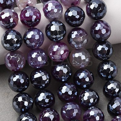 Electroplated Natural Agate Beads Strands G-B191-A07-10mm-10-1