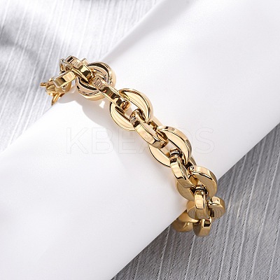 304 Stainless Steel Oval Link Chain Bracelets for Women BJEW-Z128-01G-02-1
