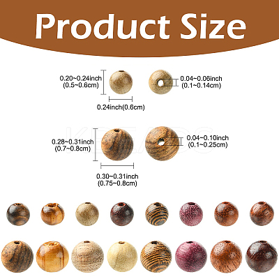 160Pcs 8 Colors Natural Wood Beads WOOD-YW0001-88-1