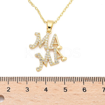 Mother's Day Brass Micro Pave Clear Cubic Zirconia Pendant Necklaces for Women LS-NJEW-Q021-01B-G-1