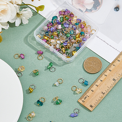 96Pcs 16 Styles Glass Pendants PALLOY-FH00075-1