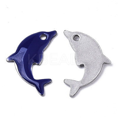 201 Stainless Steel Enamel Pendants STAS-N088-16B-1