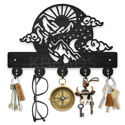 Wood & Iron Wall Mounted Hangers HJEW-WH0055-223-1