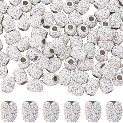 100Pcs Handmade Polymer Clay Rhinestone European Beads CPDL-SP0001-01-1