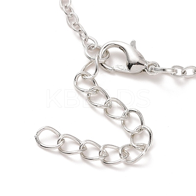 Glass Flat Round Pendant Necklace with Brass Chain NJEW-A003-01F-1