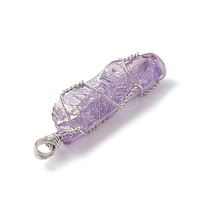 Electroplated Natural Quartz Crystal Pendants PALLOY-JF03363-1