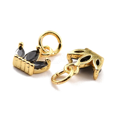 Brass Cubic Zirconia Charms KK-A156-02G-RS-1