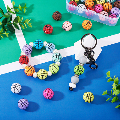 30Pcs Sport Theme Resin Rhinestone Beads RESI-TA0003-96C-1