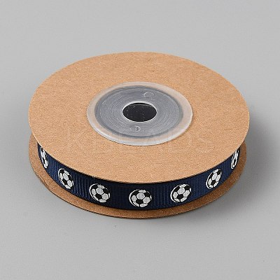10 Yards Football Theme Polyester Printed Grosgrain Ribbon OCOR-WH0036-42B-1
