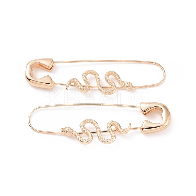 Alloy Safety Pin with Snake Hoop Earrings for Women LS-EJEW-E176-01KCG-1