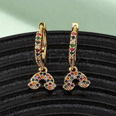 Rainbow Brass Micro Pave Cubic Zirconia Hoop Earrings EJEW-F384-13G-1