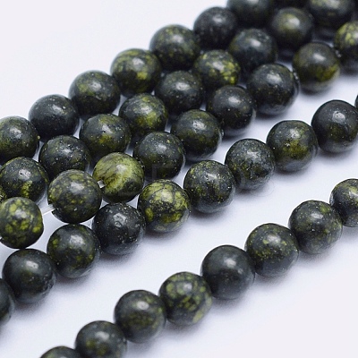 Natural Serpentine/Green Lace Stone Beads Strands G-P345-01-10mm-1