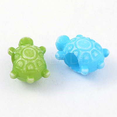 Large Hole Opaque Craft Style Acrylic Tortoise European Beads SACR-R697-M64-1
