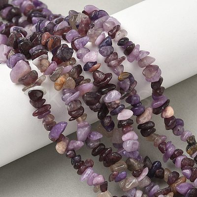 Natural Lepidolite/Purple Mica Stone Beads Strands G-Z081-A01-1