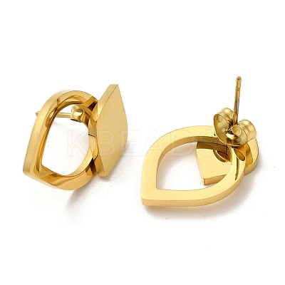Ion Plating(IP) 304 Stainless Steel Teardrop Stud Earrings EJEW-C118-01A-1