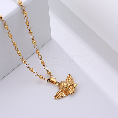 Guardian Angel 304 Stainless Steel Pendant Necklaces FS-WG02D55-01-1