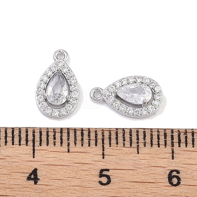 Brass Micro Pave Clear Cubic Zirconia Pendants KK-K351-41P-1